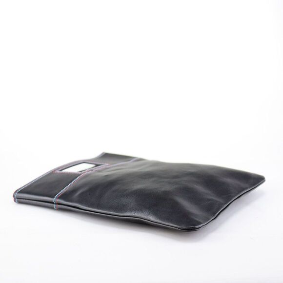 NWT Marc by Marc Jacobs Leather Foldover Oversize Clutch w Strap BLACK - Picture 8 of 10